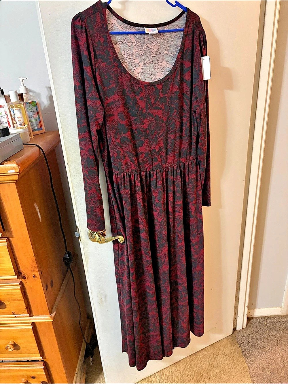 U&Rog Women's Abstract Maxi Dress Black & Red Size XL NWT